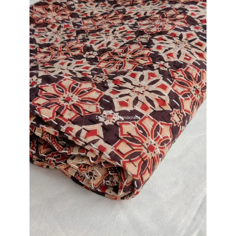 Домашнее декоративное покрывало Kantha оптом индийское Ajrakh ручной принт красного цвета красивое Хлопковое одеяло работы