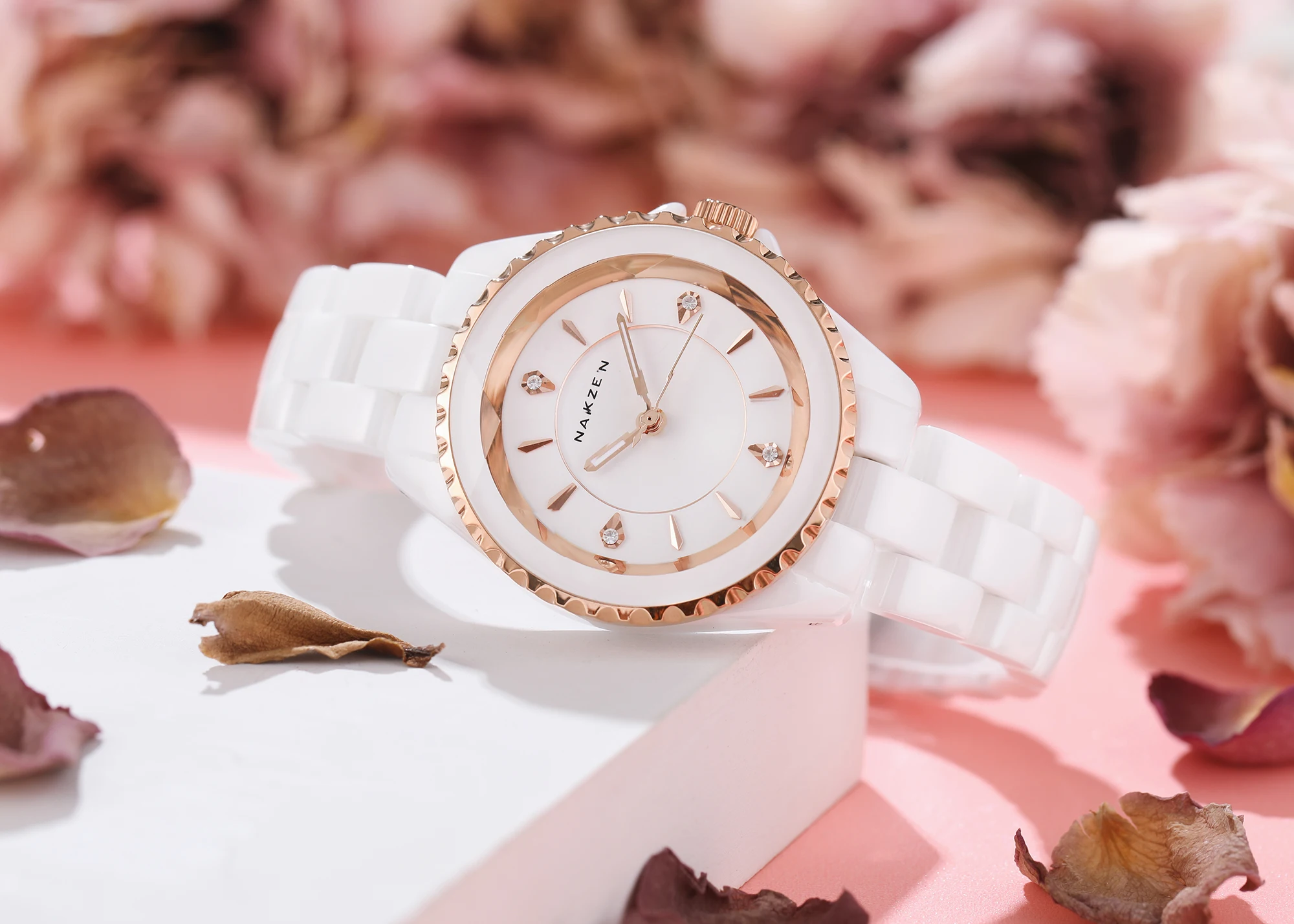 
NAKZEN brand watch for lady elegant ceramic quartz wristwatch waterproof uhren damen stylish ladies watch women 