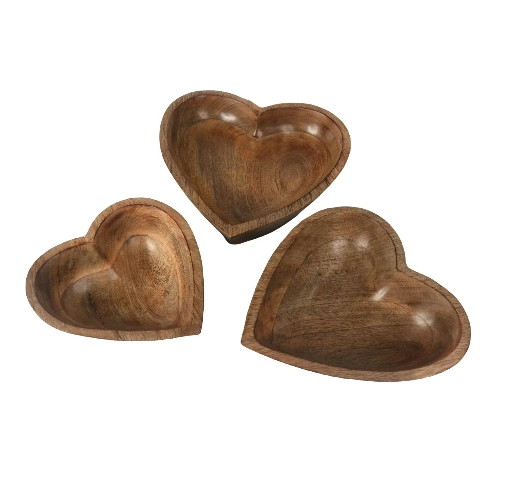 Heart shape Mango Wood bowl Pine Wood Bowl Handcrafted Wooden Pot selling bowl for home hotel and restaurant