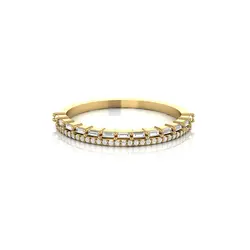 Real Baguette and Round Diamond Ring Band For Women in 14kt Solid Yellow Rose White Gold Fine Gift Jewelry for Anniversary