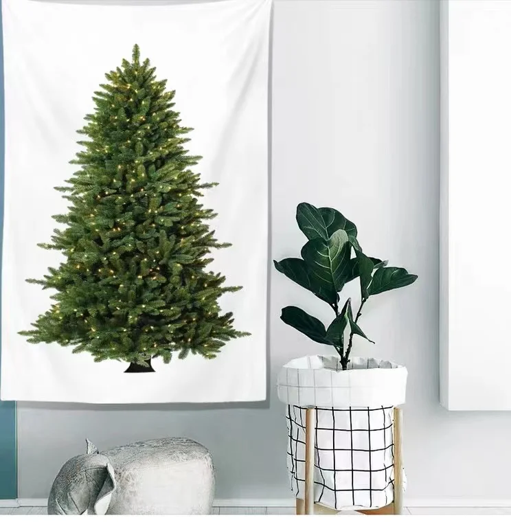 70x100 Christmas green trees without lights custom tapestry