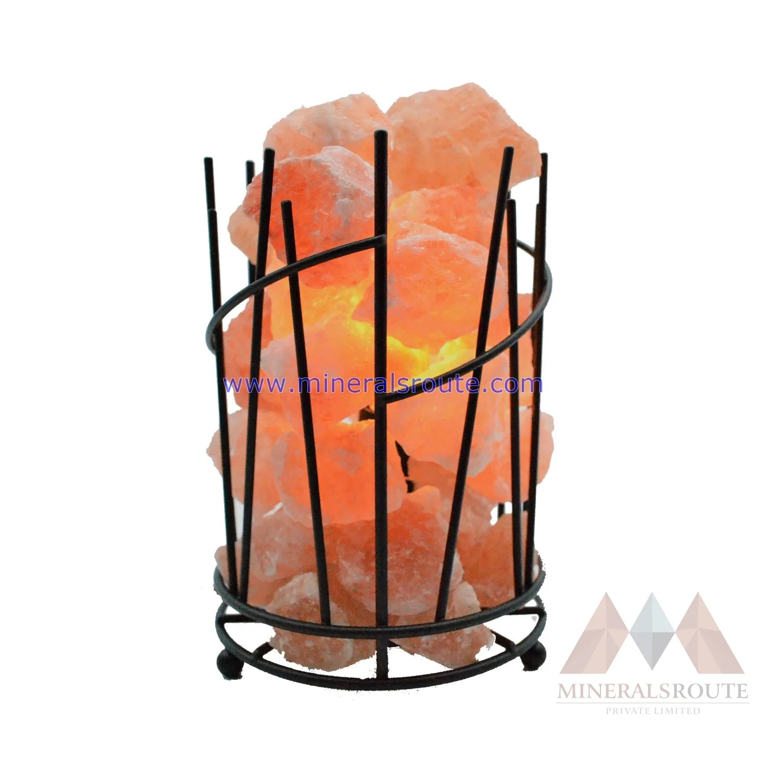 Himalayan Rock Salt Crafts Basket Wrought Iron Lamp with PK MRPL Purifies Air Organic Material Glowing Worldwide Chunks Bowl