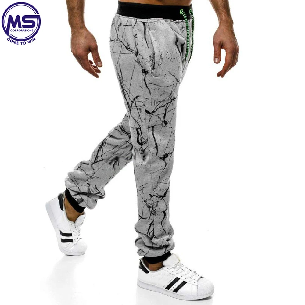 Fashion Men Solid Color Casual Trousers Men Elastic Waist Trousers