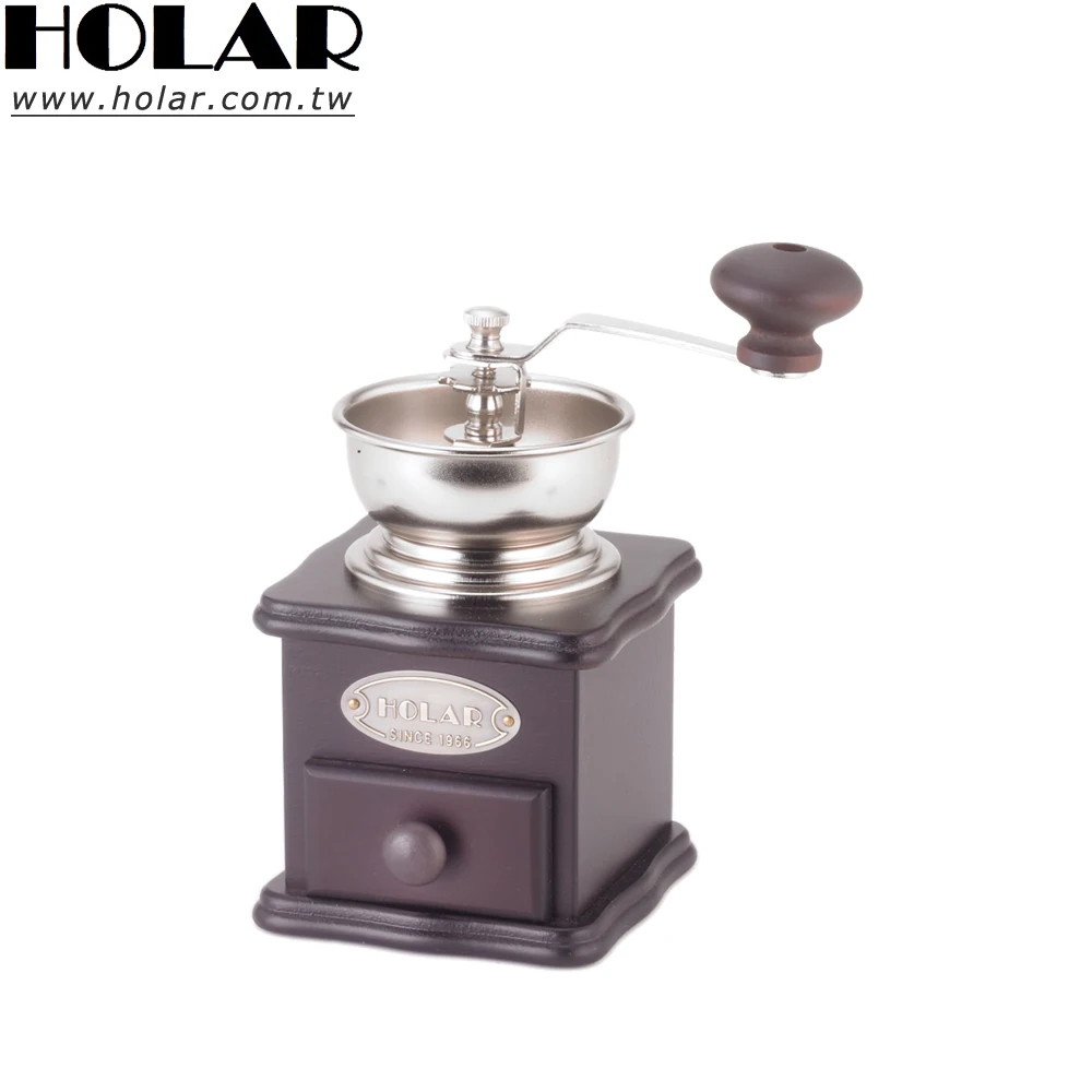 [Holar] Taiwan Made Artisanal Hand Crank Manual Wood Coffee Mill Grinder with Rubber Wood