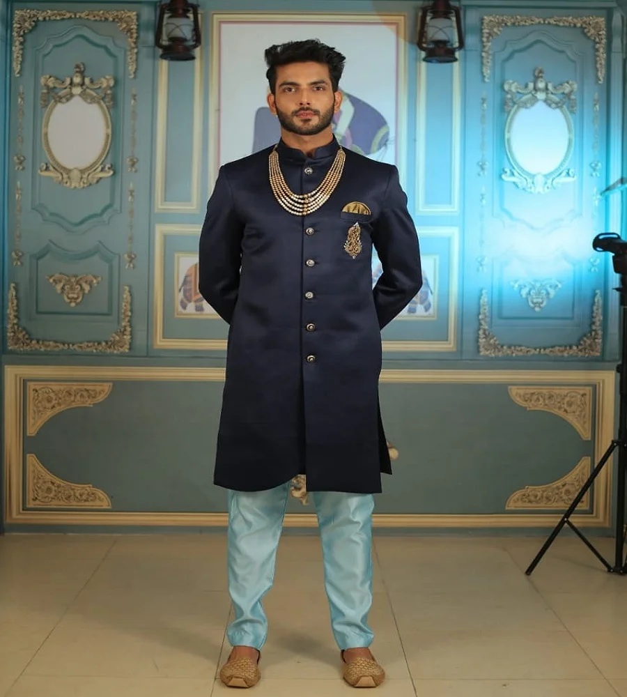 
INDIAN Heavy Embroidery HANDWORK GROOM SHERWANI SUIT DUPATTA WEDDING ATTIRE for MEN INDIAN DRESS Bollywood Fashion WHOLESALE 