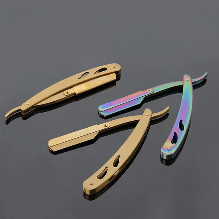 Wholesale barber supplies professional straight cut throat salon barber razor with wood handle