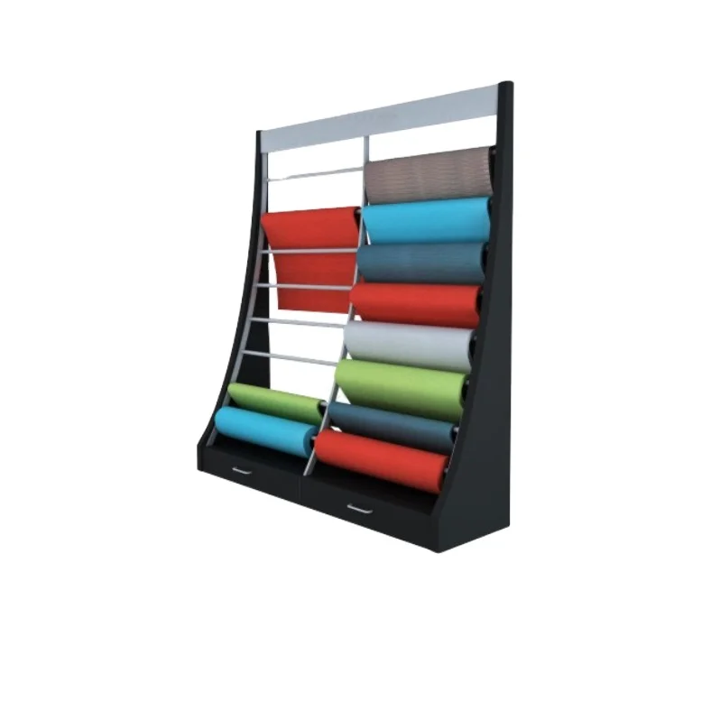 Carpet showroom rolling display rack rug display stand