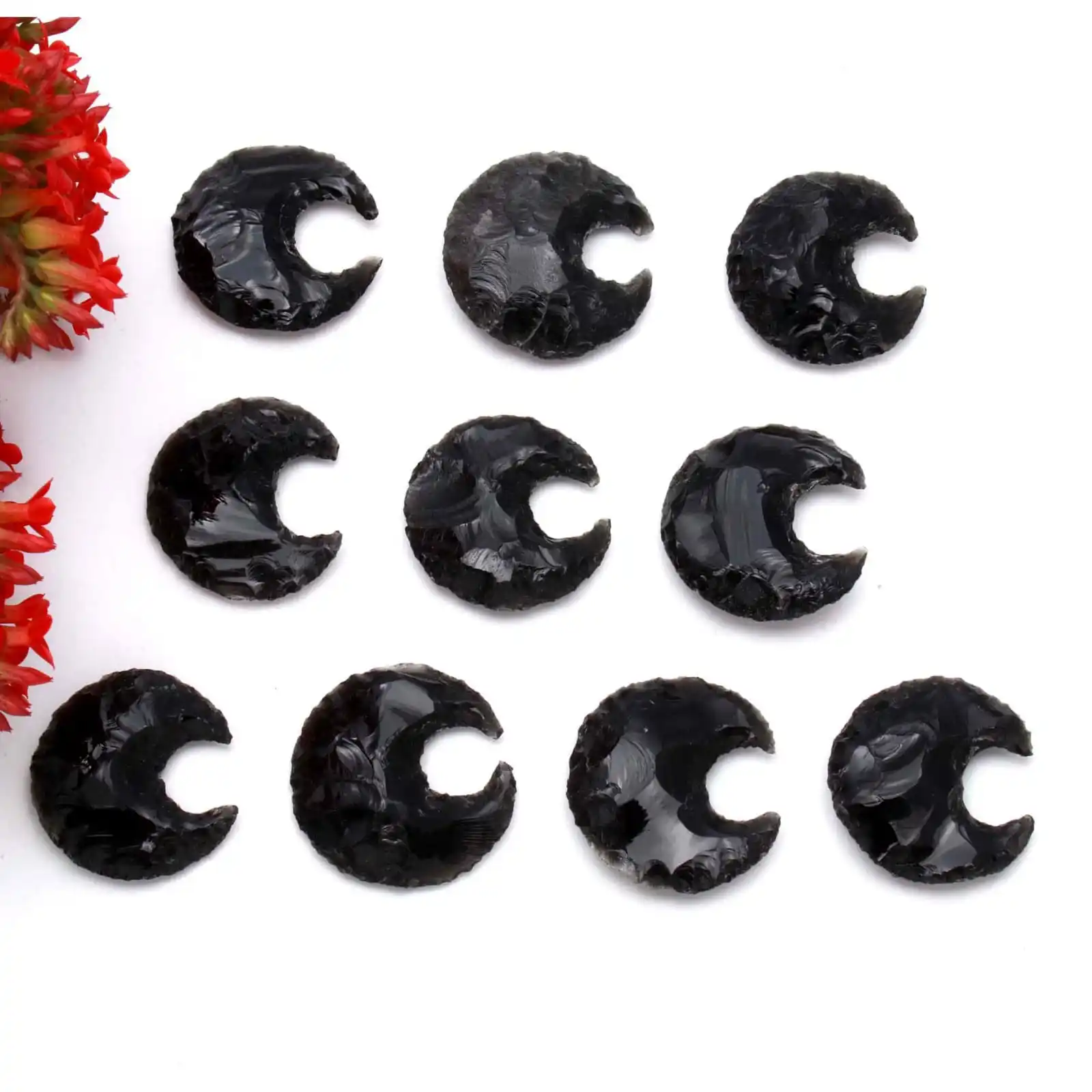 Wholesale Natural gemstone Natural Black Obsidian crescent Moon for jwellary