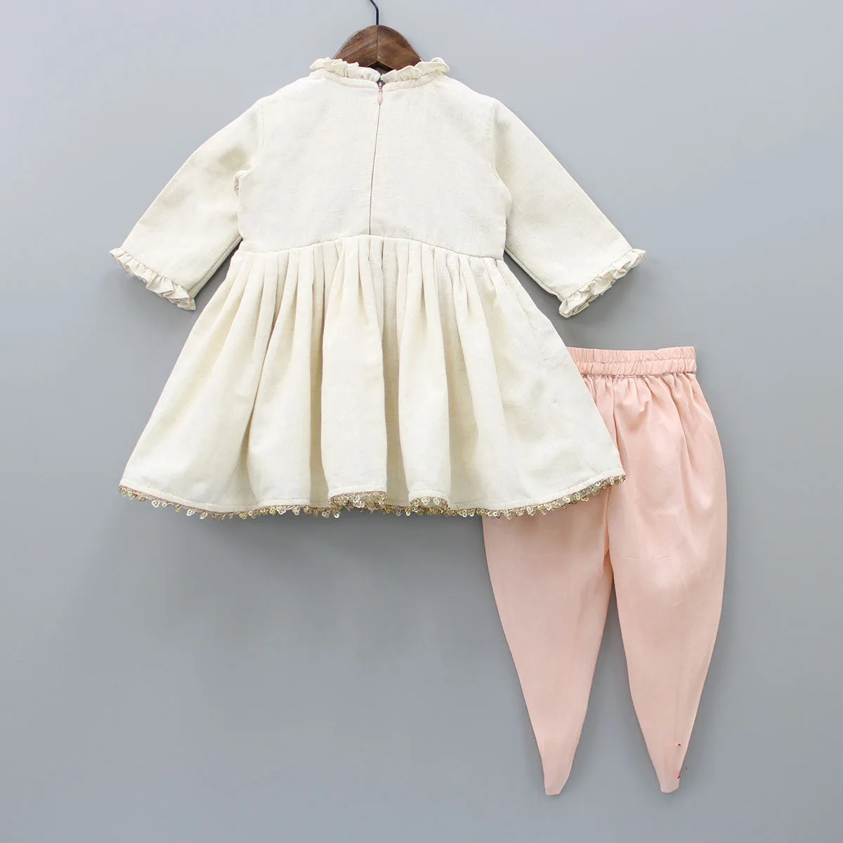 Ultimate Indian Stylish Girls Kids Wear Thread Sequin Embroidered Silk Top Patiala Punjabi Style Dhoti Half sleeves Cotton Top