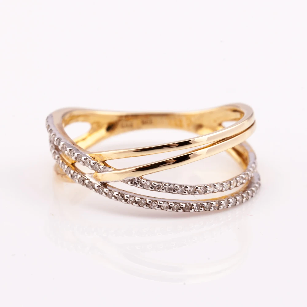 minimal 14K gold plated silver 925 twisted ring with diamond material customization high quality factort price