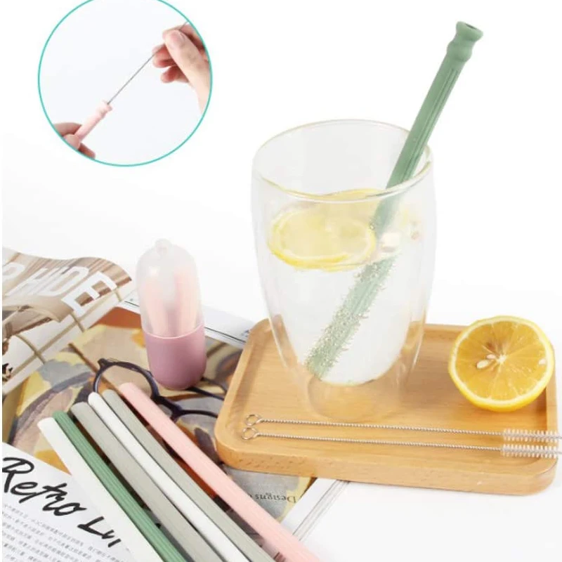 Reusable Straws Silicone with Case BPA Free Reusable Straws Drinking Silicone for Cold or Hot Travel Straws with Case