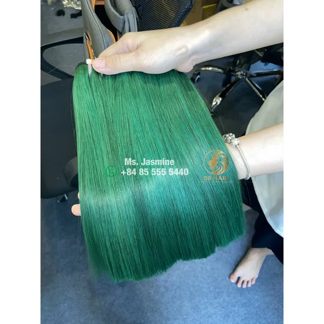 Вьетнамские волосы человеческие двойного плетения парик из человеческих волос на шнуровке спереди необработанные лучшие шелковистые и блестящие прямые зеленые