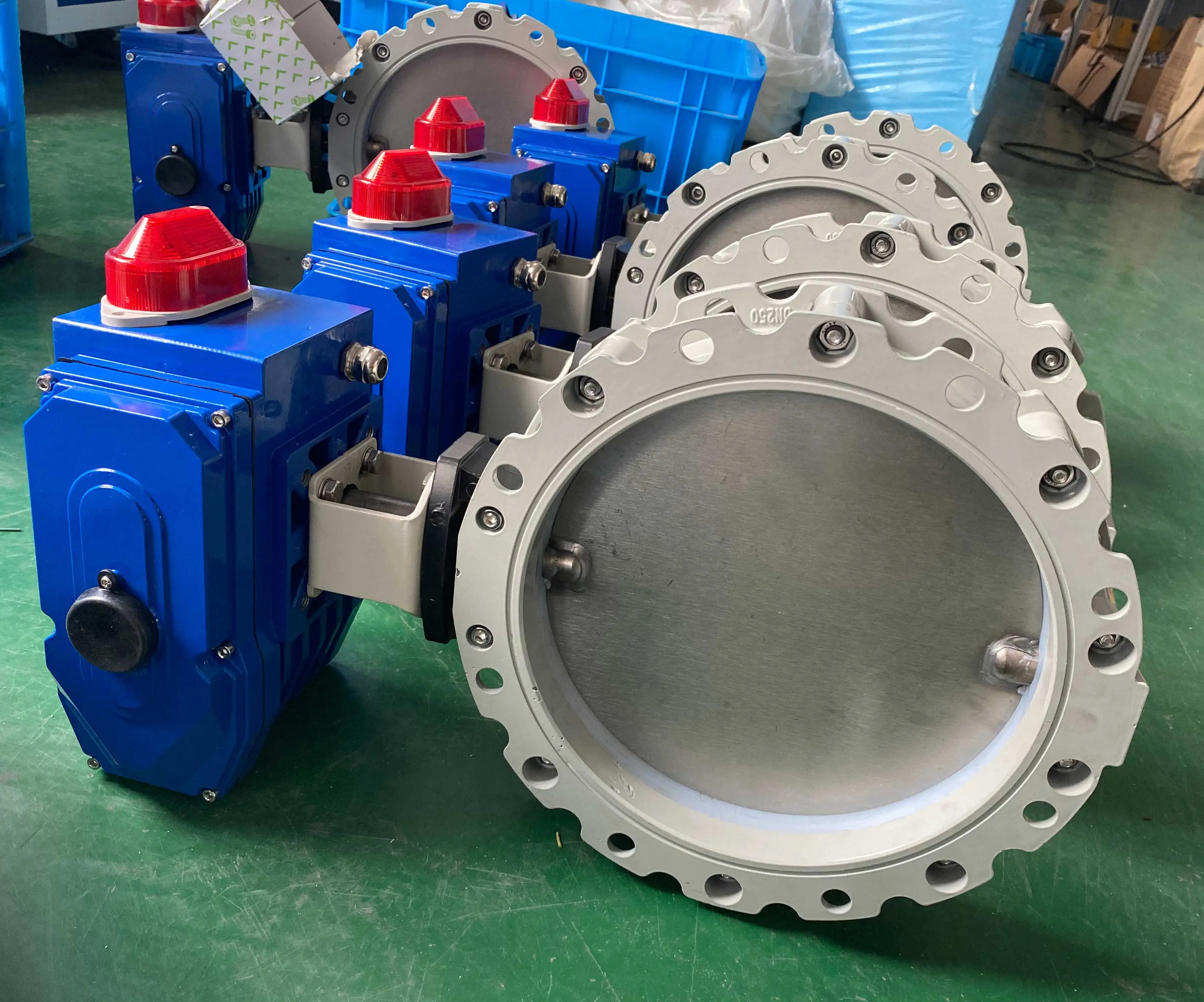 Single Flanged Double Flanged Aluminum Alloy Double Acting Pneumatic Actuator Powder Butterfly Valve