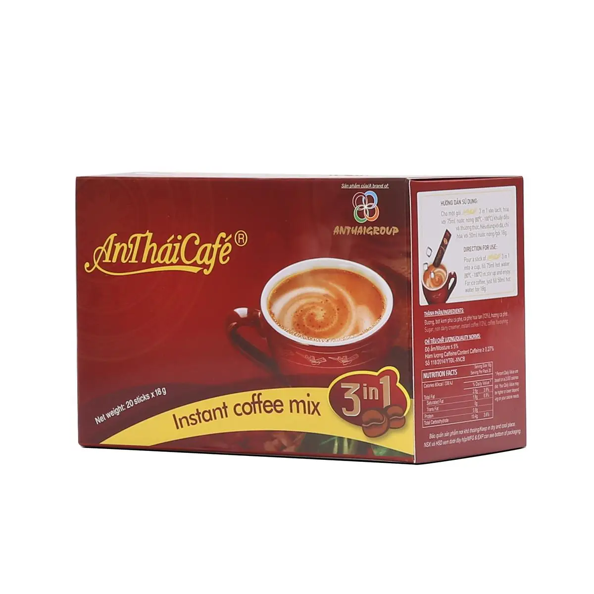 AnThaiCafe традиционный вьетнамский растворимый кофе 3 в 1 бестселлер крепкий и сливочный менее сладкий вкус Премиум OEM оптом