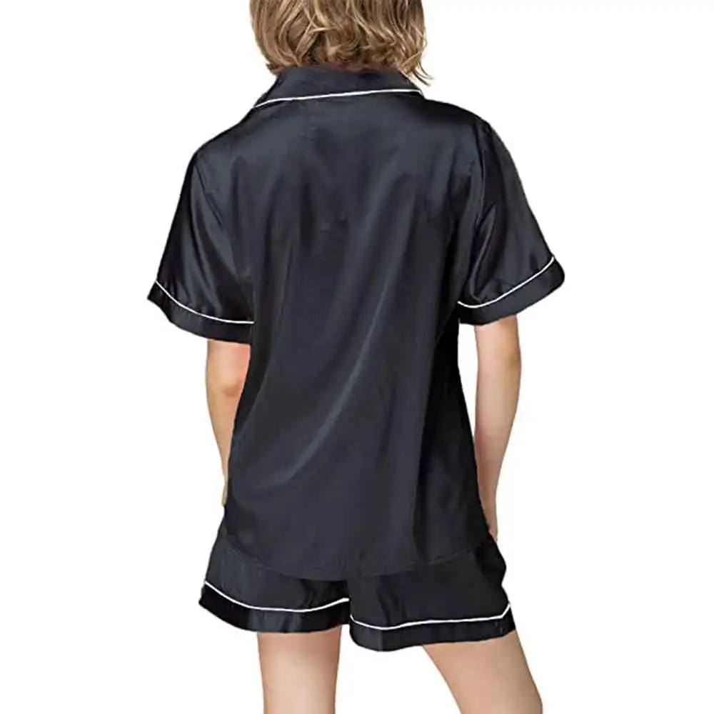 Женская шелковая атласная пижама, одежда для сна, короткие и длинные комплекты одежды на пуговицах