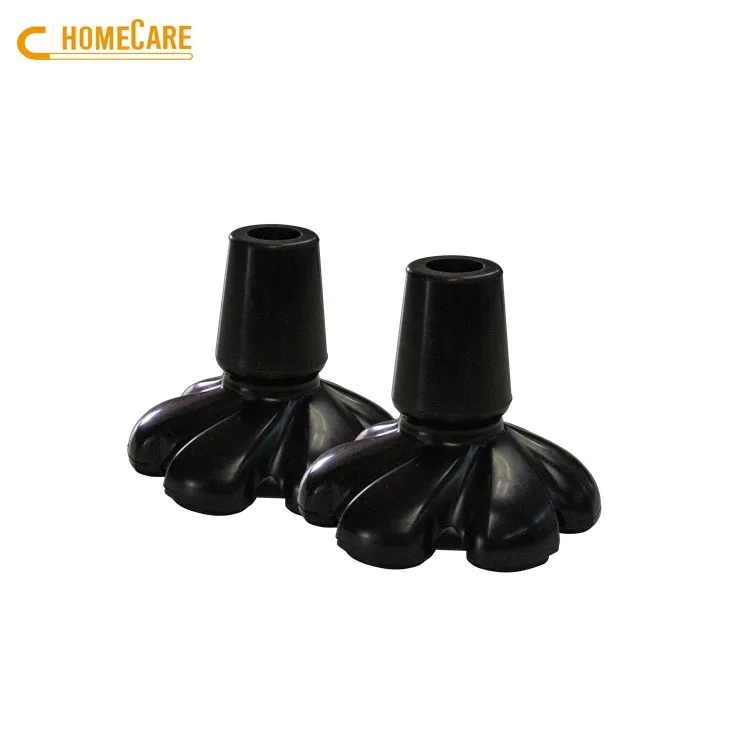 Black rubber special flower design walking offset cane stick tip