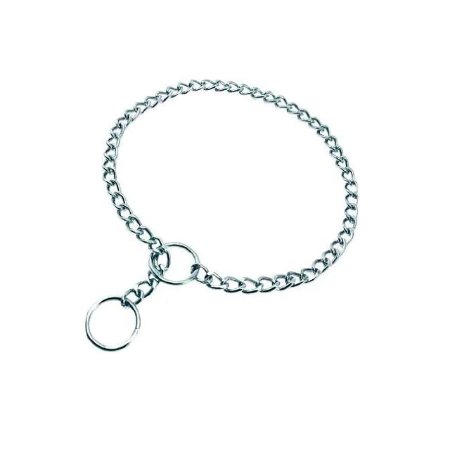 Durable Steel  Metal Welded Flat Link Dog Choke Chain Collar For Pet