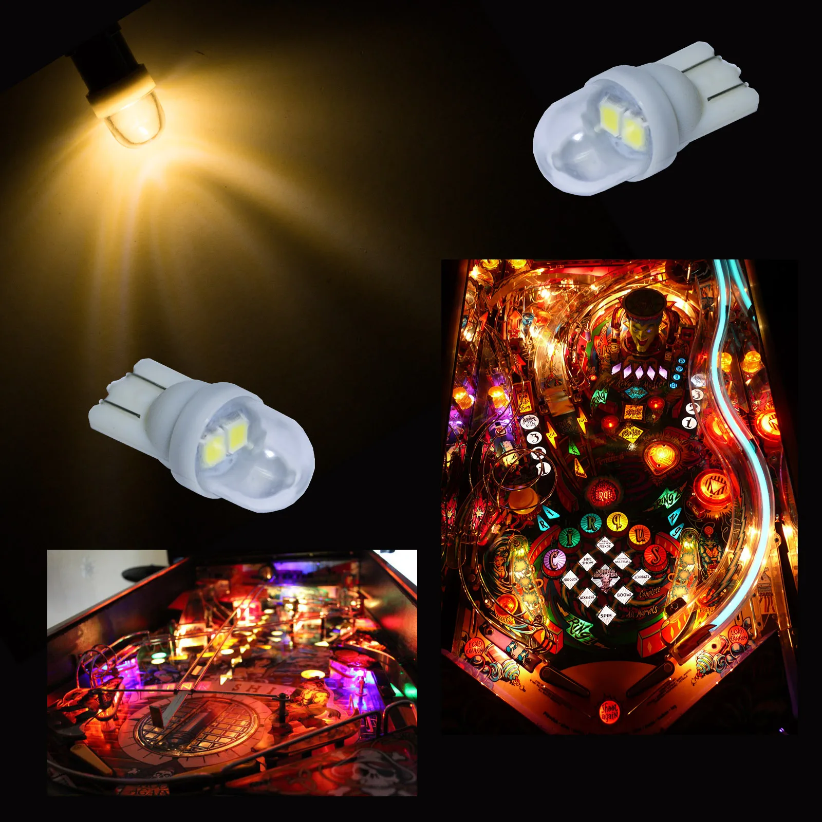 Pinball Machine Bulb 2 SMD 2835 LED T10 w5w 194 168 wedge 6.3v AC/DC Amusement Bulb (Pinball, Stereo) PA