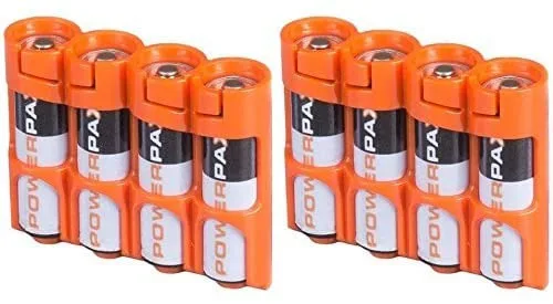 Storacell Slim Line AA 4 Pack Caddy-Orange Battery Holder Compact Easy Dispenses Batteries Caddy with One Hand Safety