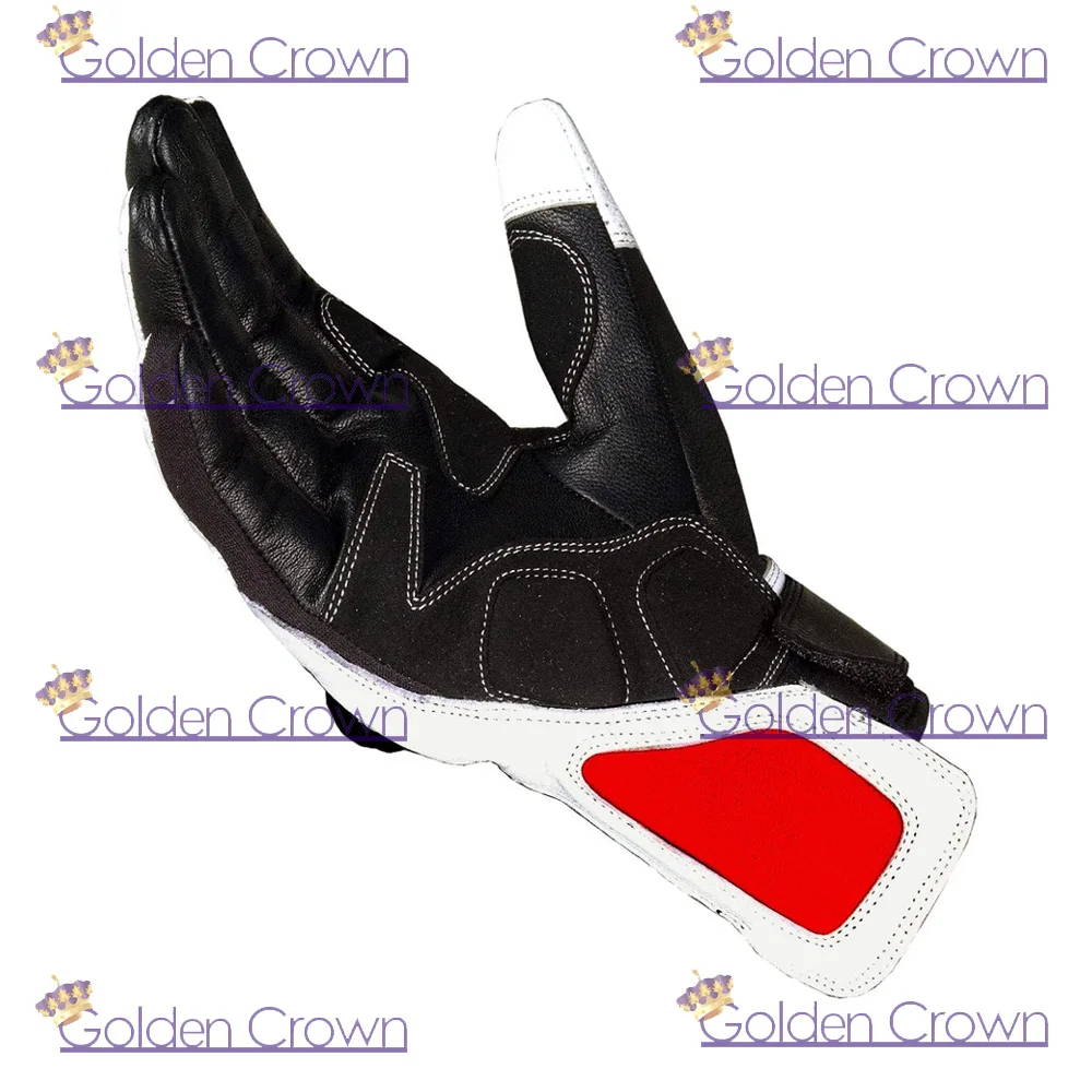 Men Motorcycle Protective Premium Leather Street Cruiser White Biker Gloves