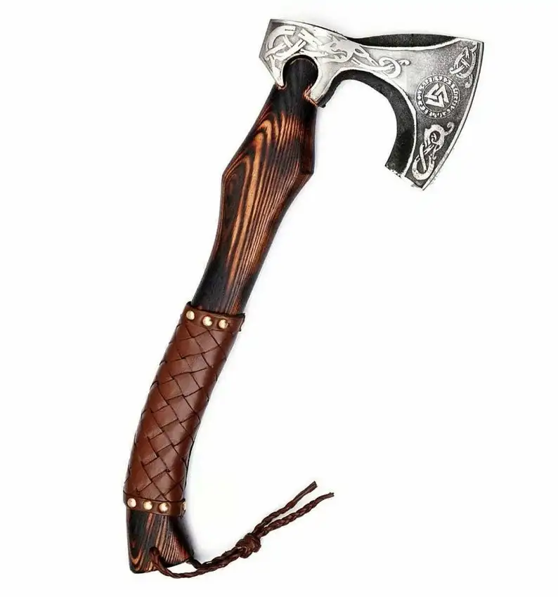 Custom Handmade Damascus Steel Viking Style Axe Camping Axe High Quality Tactical Axe Hatches With leather sheath