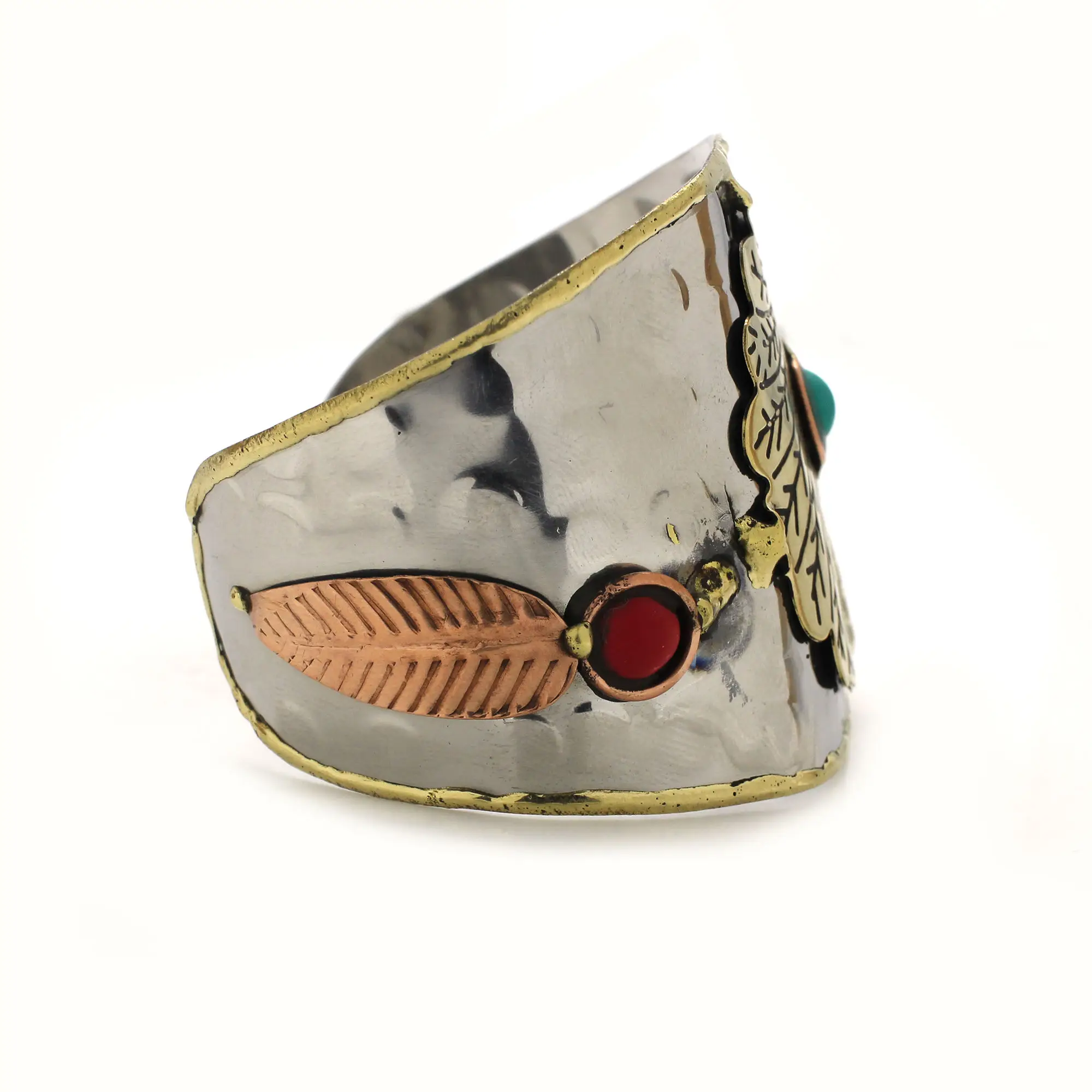 Широкая манжета с Рельефной текстурой позолота 18 карат от производителя ручная работа кованые Твердые манжеты регулируемый браслет