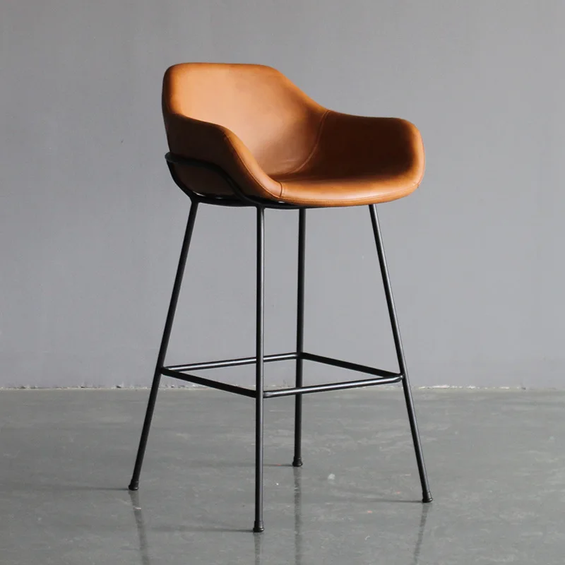 Transitional Design 510*530*1020 PU Leather Black Metal Legs Regular Shape China Barstool Kitchen Furniture