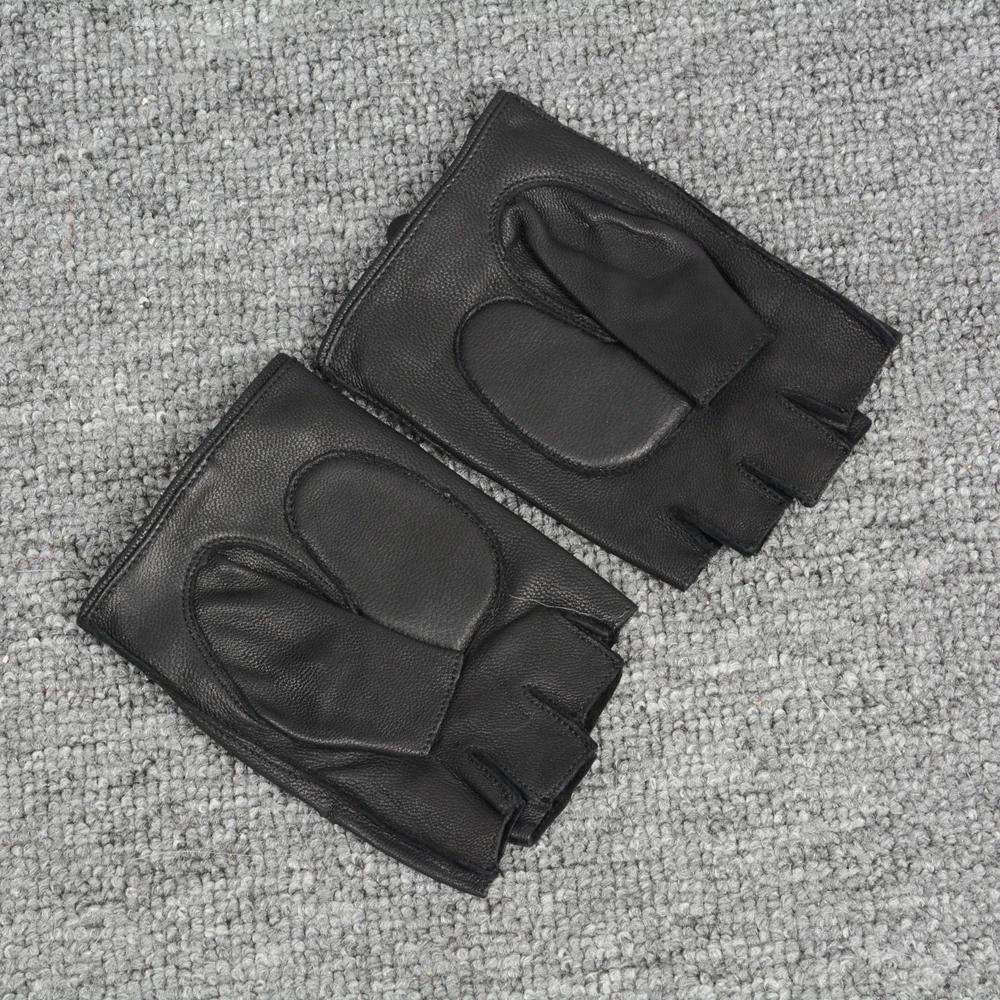 Перчатки мужские из натуральной оленьей кожи митенки без пальцев для вождения