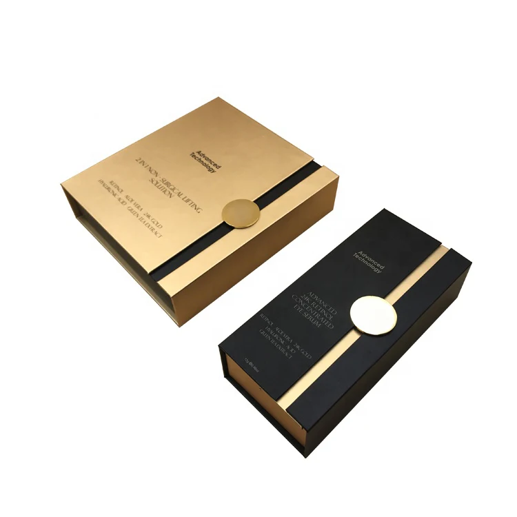 Luxury square shape black makeup cosmetic cream paper cardboard packaging box with custom logo