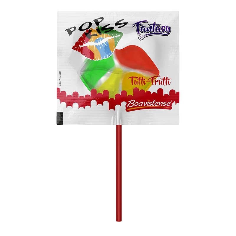 
69119 - Pop Kiss Fantasy Tutti - Frutti Flat Lollipop 10g 24x50un 