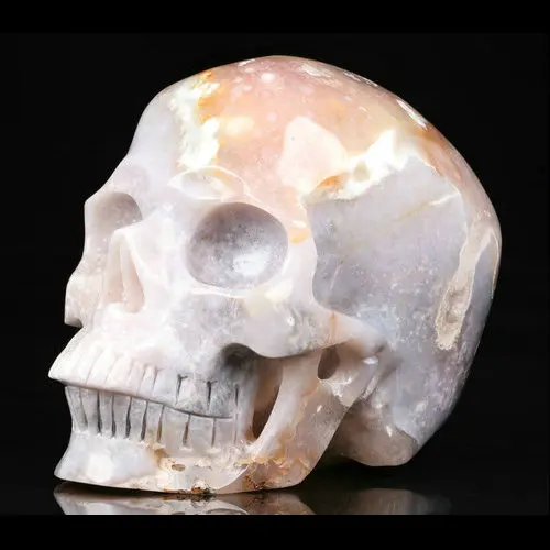 Mr Skull  Quartz Crystals Wholesale 5 inches Sakura Agate Skulls Large Natural Crystal Carvings