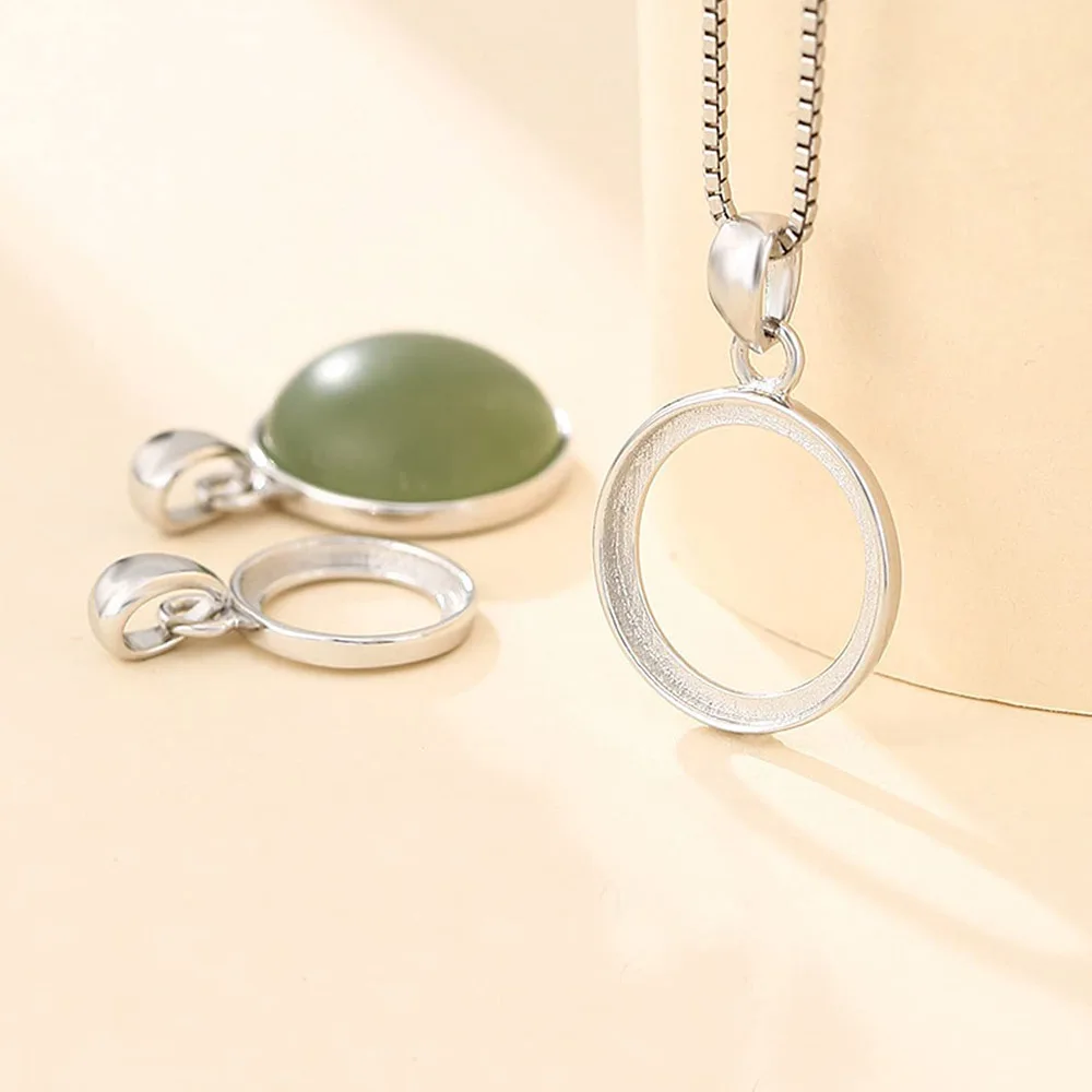 Реальное 925 стерлингового серебра 23 мм Цанга Шарм круглый ободок «DIY» чашка подвеска Пустые компоненты крепления Самые продаваемые ювелирные