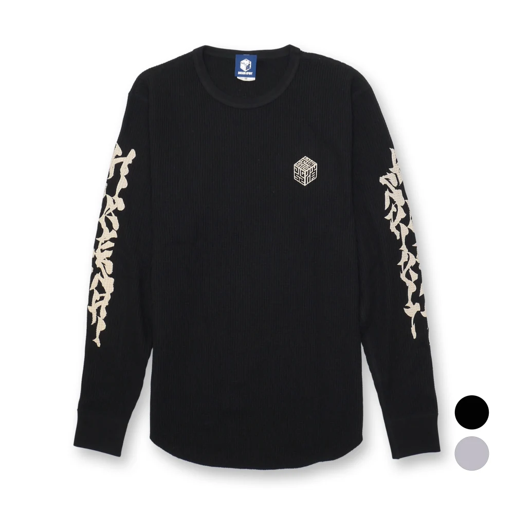 
HIKESHI SPIRIT плотная вафельная Футболка L/S, японская Высококачественная Футболка с принтом, мужская одежда 