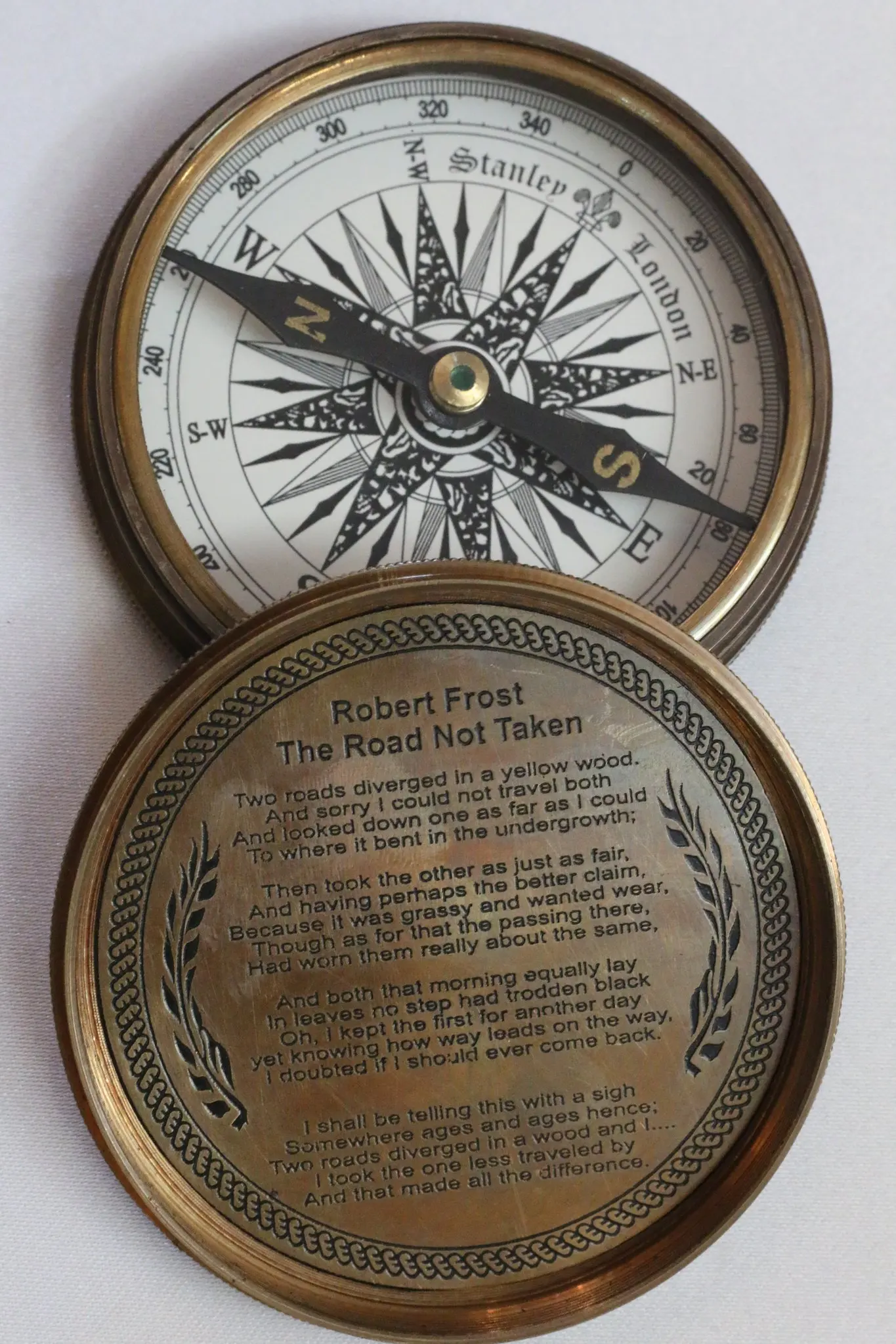 Nautical Antique Brass Poem Compass Indian Handicraft Item