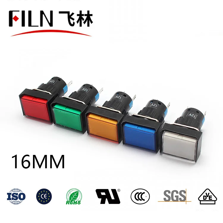 rectangle AD16 Indicator lamp signal lamp sodler pins push button type pilot lamp