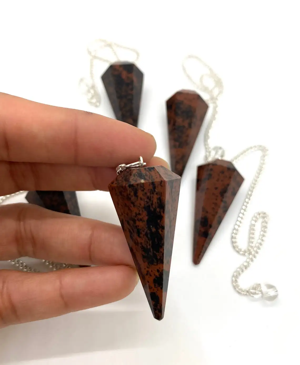 Оптовая продажа красное дерево обсидиан 6 граней камень маятник лечебный энергетический Балансирующий