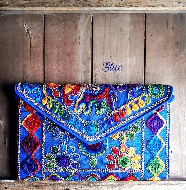 Handmade Embroidery Mirror Work Ethnic Indian Elephant Curio Indian Handbag  Bag For Gift Elegant Style Traditional look bag