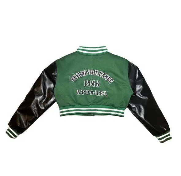 OEM Embroidery Patches Custom women Letterman jacket Baseball Leather Street varsity Jacket for girls