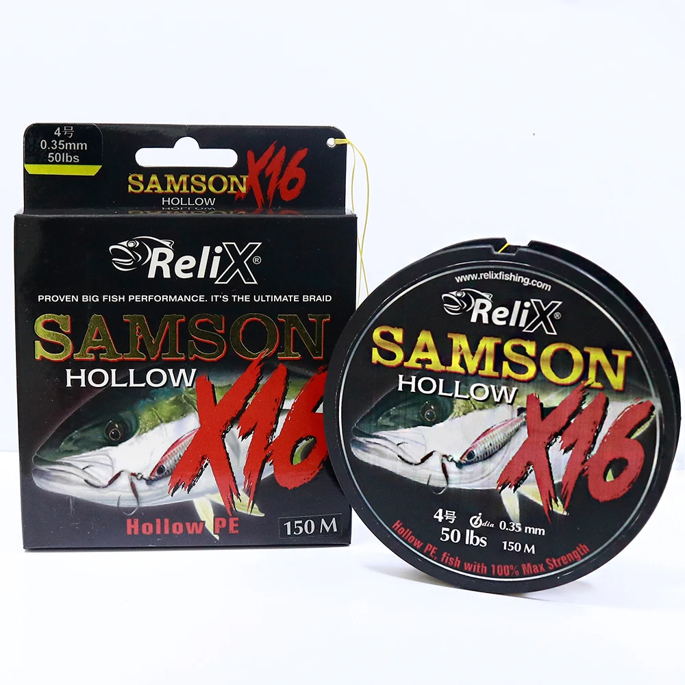 BRAIDED FISHING LINE SAMSON X16  RELIX 150M HOLLOW SPLICE-ABLE PE LINE 42lb - 130lb