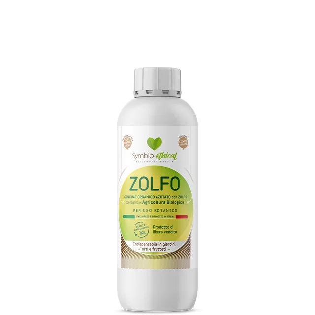 Organic fertilizer with Sulfur at 40% SYMBIOETHICAL ZOLFO 0,5 Lt made in Italy for organic farming
