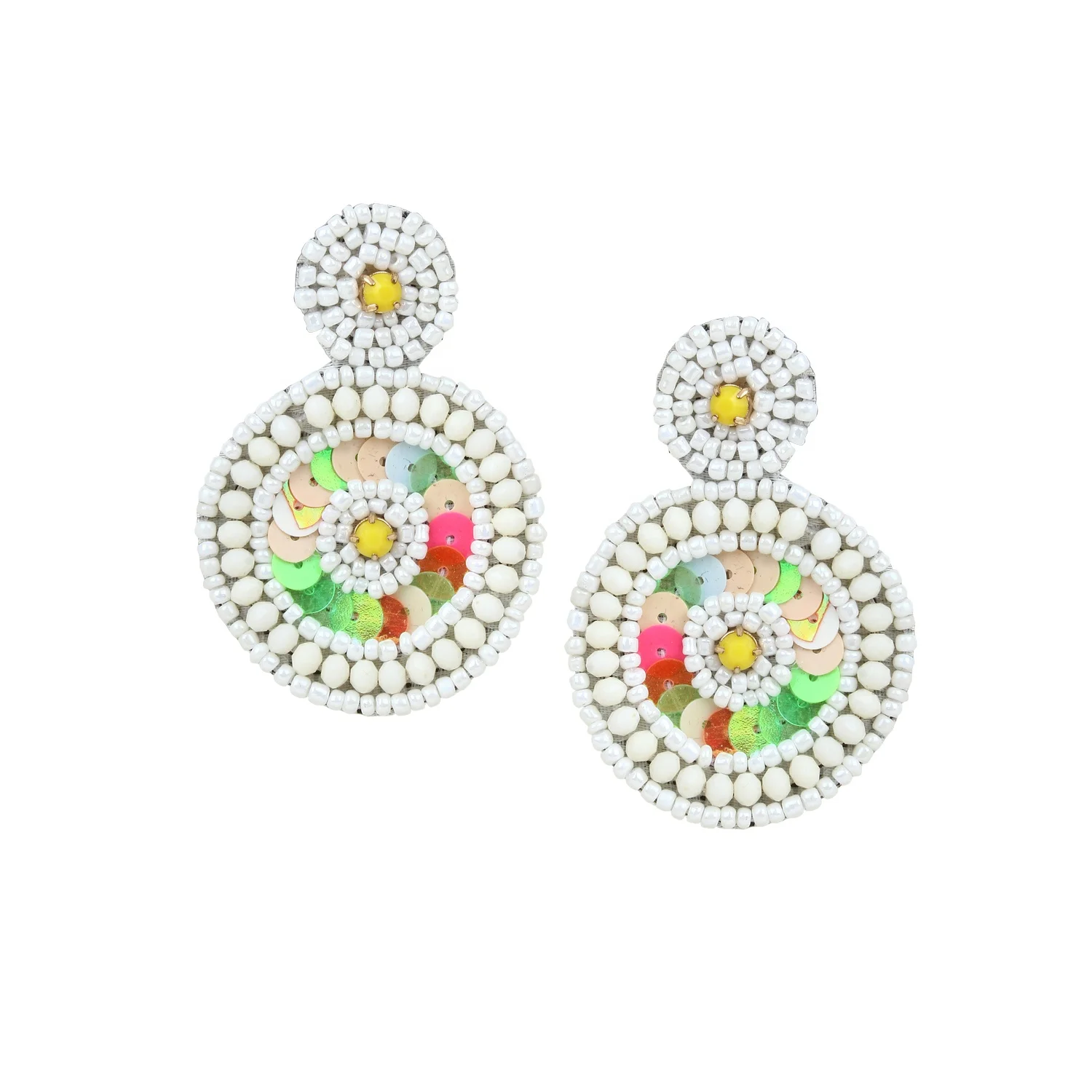 2022 High Fashion Wholesale Hand Made Crocheted Seed Bead Multi Color Earrings Artificial Jewelry for