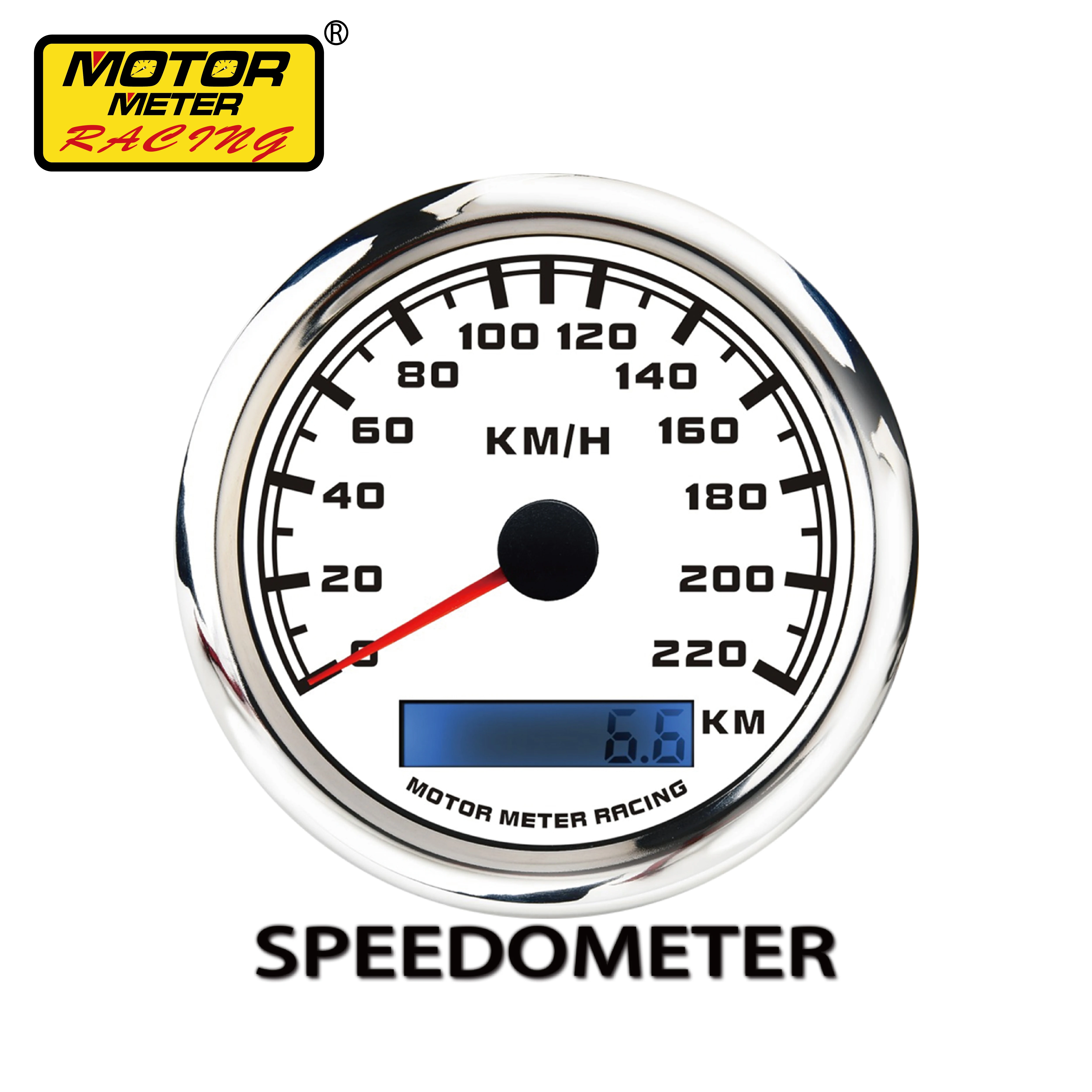 85mm White Faceplate 316 Stainless Steel Rim Analog Electrical 220KMH Speedometer With Odometer For Automobile