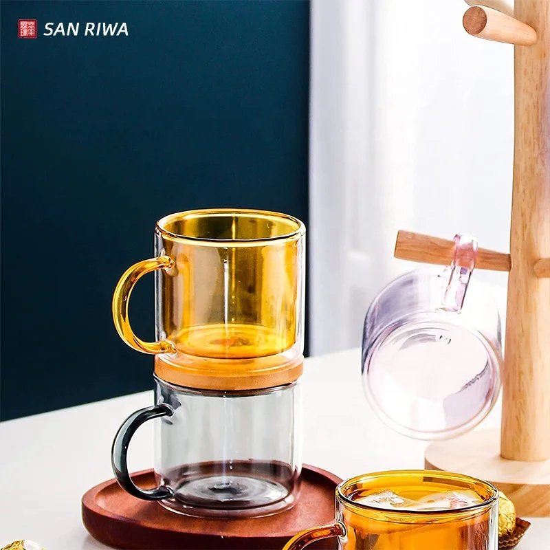 Colored Glass Cup Double Walled Glass Mug Borosilicate Glass Cup