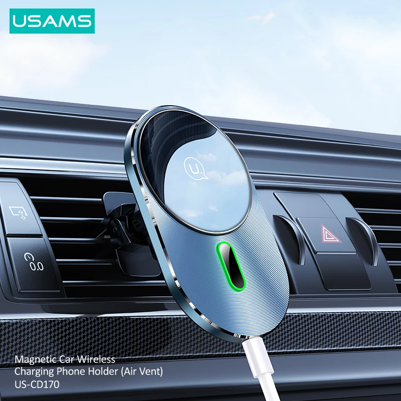 USAMS 15 Вт US-CD170 авто устанавливаемое на вентиляционное отверстие в салоне автомобиля магнитный автомобильный беспроводной зарядки Автомобильный держатель