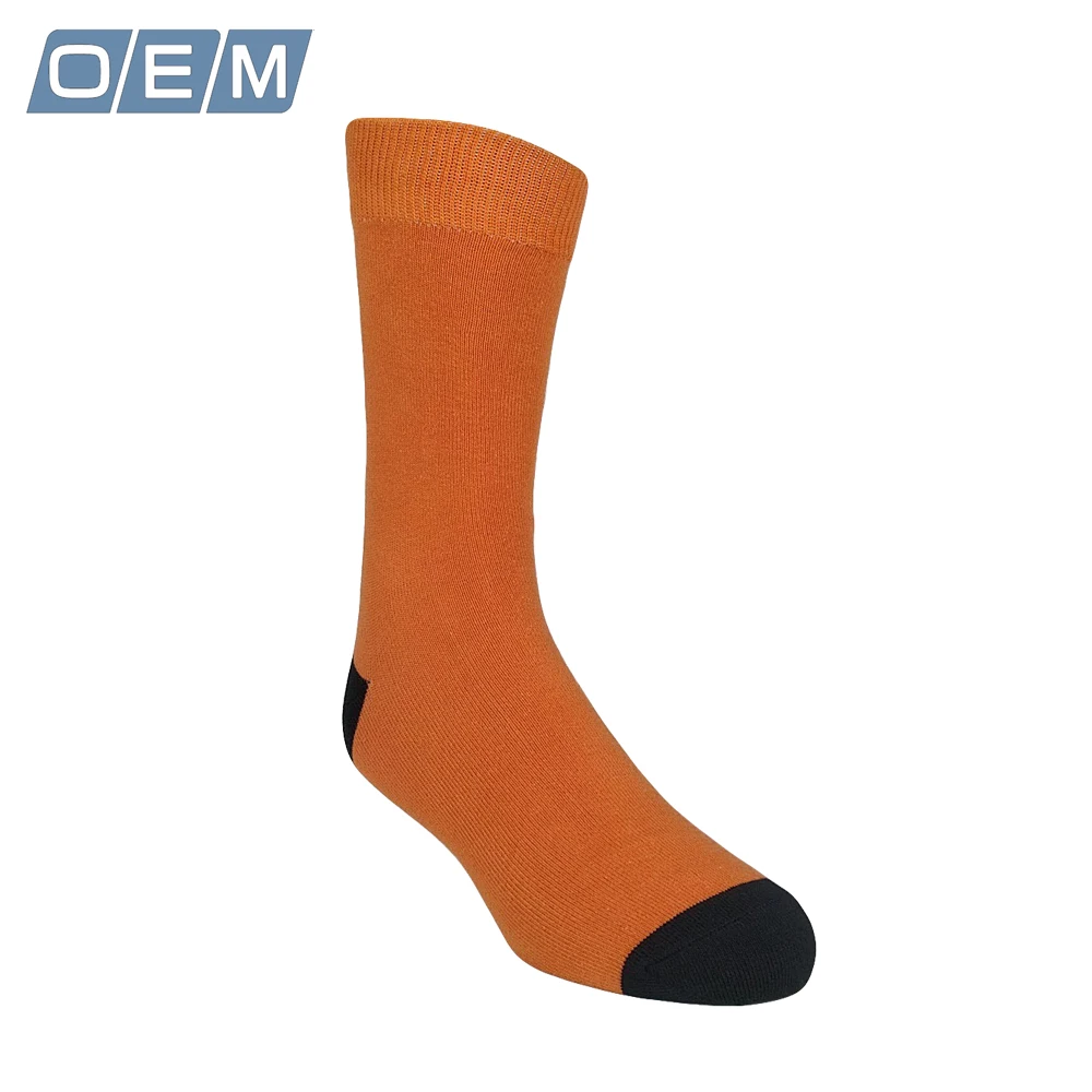 Wholesale Fashion Custom Logo Green Orange Grey Red Blue Classic Cotton Solid Plain Nylon Work Business Crew Dress Socks