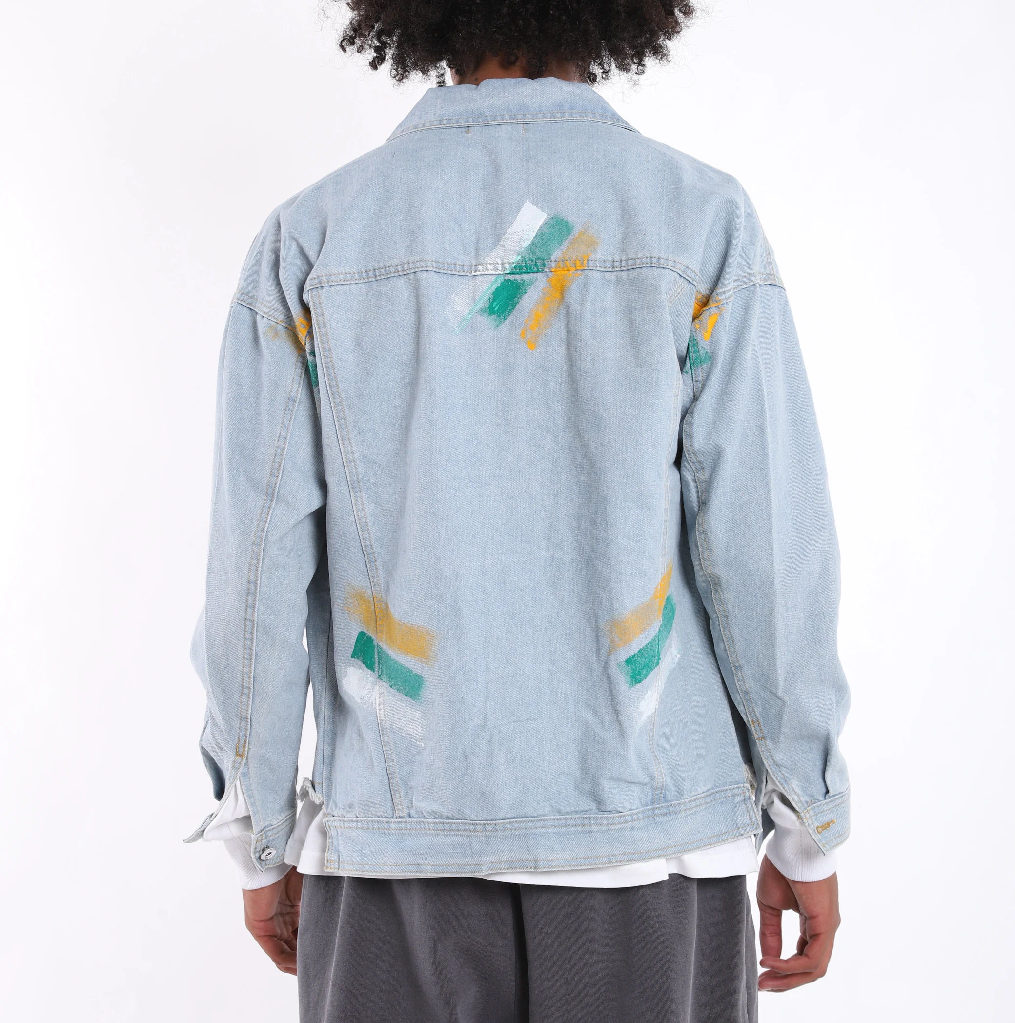 Low MOQ for Small Business Beginner Custom Jean Shirt Faked Washed Man Denim shirt Long Sleeve