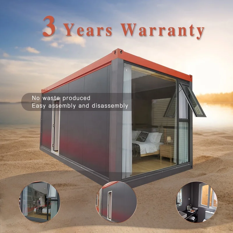 Sandwich Panel Prefabricated Container Home House 1 Bedroom Light Steel Flat Pack Tiny Prefab Contener House Modular Cabins