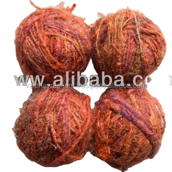 High Quality Solid Colours Recycled Sari Silk Yarn in Balls