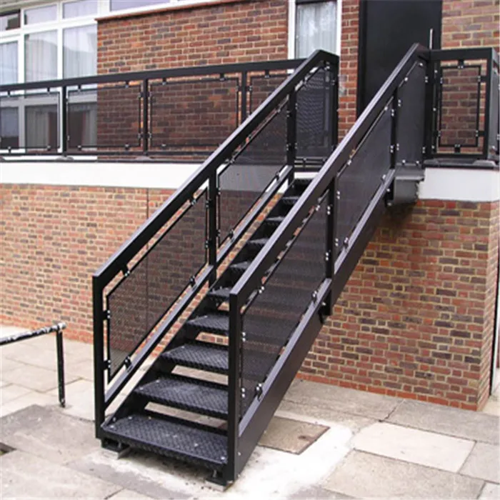 DAIYA india granite stairs with mesh railing carbon steel tread