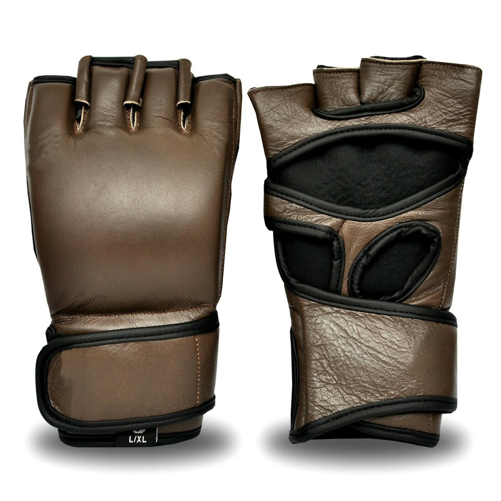 Golden Leather MMA gloves half fingers custom made with best quality material for professional matches on wholesale price